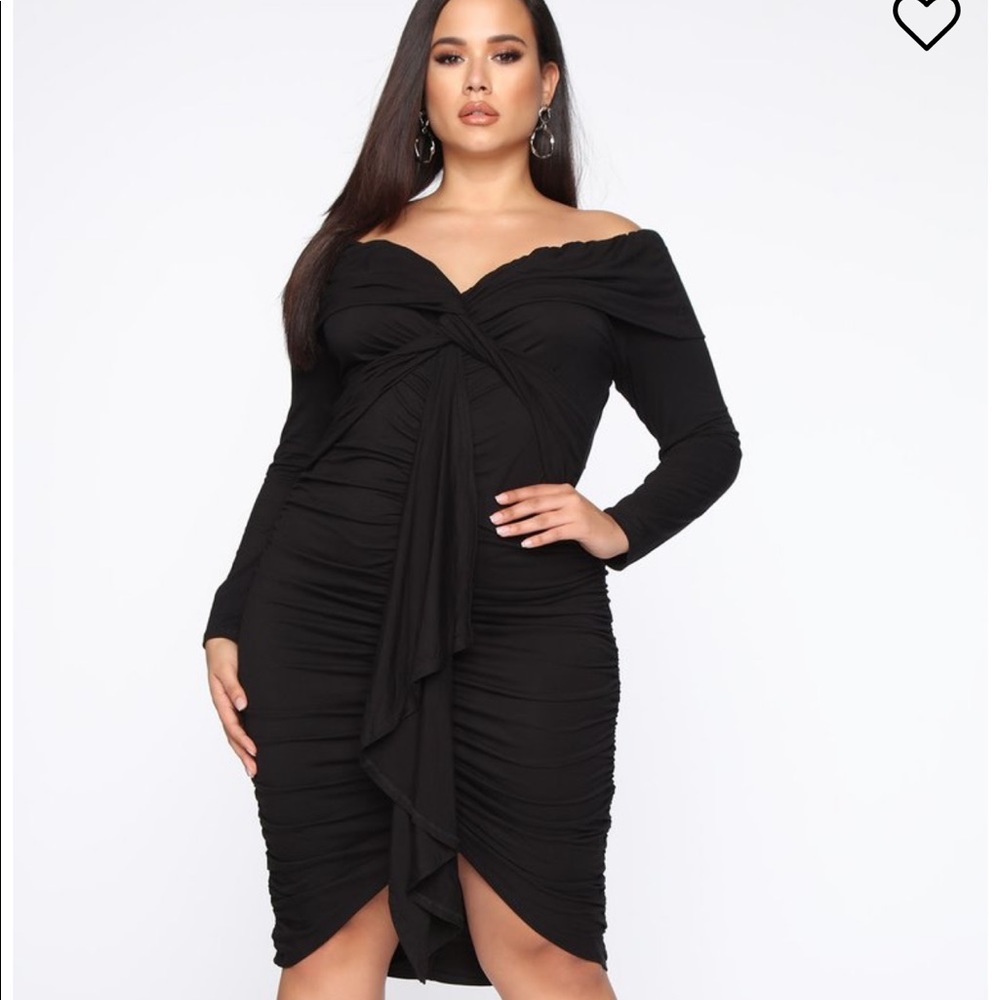 Midi Black Ruched Dress